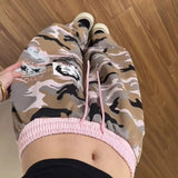 AIDASE  -  Women Camouflage Baggy Pants Y2k Pink Drawstring Waist Trousers Harajuku Wide Leg Long Sweatpants Female Loose Fit Pants aidase-shop