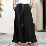 AIDASE  -  Men Wide Leg Pants Drawstring Joggers Oversize Pleated Casual Trousers Men Streetwear Vintage 2025 Male Long Pants S-5XL aidase-shop
