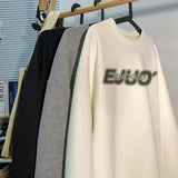 Aidase 2024 Men Sweatshirt Letter Print Harajuku Street Clothing Waffle Loose Women Men Unisex Round Neck Hoodies College Pullovers aidase-shop
