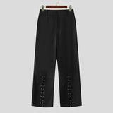 AIDASE  -  Men Pants Solid Color Button Lace Up Loose Casual Trousers Men Streetwear Joggers 2025 Fashion Leisure Male Long Pants aidase-shop