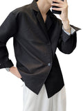 AIDASE  -  Men's Slim Fit Long Sleeve Shirt Fashionable Tuxedo Shirt Classic Plain Color Point Collar Youthful Trendy Style aidase-shop