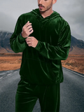 AIDASE  -  Fashion Solid Color Velvet Tracksuits Men's Fall New Casual Long Sleeve Hoodie And Pants Two Pieces Sets Men Vintage Loose Suits