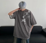 AIDASE  -  Summer Suede Bamboo Print Short Sleeve Retro Casual Loose Half Sleeve Trendy Fashion Multicolor Men Women Tops aidase-shop