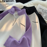 AIDASE  -  Korean Casual Fashion Street Hip Hop Sweatshirt Couple Model Splicing Sports Pullover College Style Printed Long Sleeve Tops aidase-shop