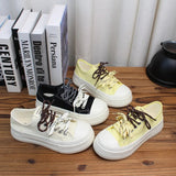 AIDASE  -  Hot Sale Women Thick Sole Canvas Shoes Vintage Fashion Students Breathable Lace-Up Sneakers Platform Black Sports Shoes aidase-shop
