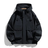 AIDASE  -  New Men's Hooded Jackets Fashion Loose Outwear Male Solid Waterproof Outdoor Bomber Jacket  Casual Couple Streetwear Tops aidase-shop