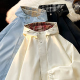 Aidase Mens Jacket Korean Streetwear New Reversible Plaid Jacket Varsity Coat Casual Plus Size Outwear Autumn Winter Unisex Windbreaker aidase-shop