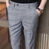 Aidase Slim Fit Social Man Suits Pants Tailoring Business Tressed Elastic Stretch Trousers for Men Dress Chinese Homme Summer Up