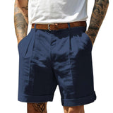 AIDASE  -  Men'S Cotton And Linen Shorts Fashion Casual Solid Color Sexy Elastic Waist Half Length Pants Slim Fit Street Beach Wear