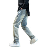 AIDASE  -  Bottom Zipper Hole Men's Jeans American High Street Ripped Denim Baggy Jeans 2025 Man Design Sense Casual Straight Long Pants aidase-shop