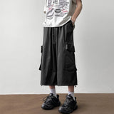 AIDASE  -  Japanese Fashion Multi-pocket Cargo Shorts Men Korean Style Trendy Summer Casual Loose Washed Straight Cropped Pants Aesthetic aidase-shop