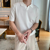 AIDASE  -  Summer Thin Ice Silk Casual Polo Shirts Men Knitted Short Sleeve Turn-down Collar Pullover Top For Mens Fashion Solid Polo Shirt aidase-shop