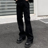 AIDASE  -  American High Street Vibe Pure Black Micro Flare Jeans Men's Straight Leg Slimming Drapey Floor-Length CleanFit Long Trousers aidase-shop