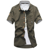 AIDASE  -  Summer men's Korean-style slim-fit embroidery small mushroom casual short-sleeved stand collar men's shirt aidase-shop