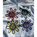AIDASE  -  American New High Street Casual Loose Y2K Clothes Sunflower Pattern Printing Hoodies Harajuku Vintage Kawaii Zipper Sweatshirts aidase-shop