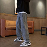 American hiphop jeans men's autumn winter retro smoke gray y2k pants man unisex loose straight wide bottom oldschool baggy jeans aidase-shop