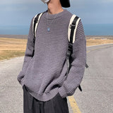 =Aidase Solid Color Basic Thick Line Sweater Male Ins Trend Net Red Multi Color Crewneck Sweater Autumn Winter Loose Pullover Sweater aidase-shop