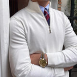 Aidase Daily Casual Zipper Stand Collar Sweater Mens Autumn Fashion Solid Color Long Sleeve Slim Jumper Knit Tops Men Vintage Sweaters aidase-shop