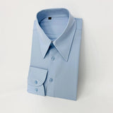 AIDASE  -  New High Quality Lapel Men Shirt Wrinkle-Free Slim Fit Business Casual Shirt Solid Color Retro Gray Men Dress Shirt aidase-shop