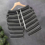AIDASE  -  Fashion Elastic Pockets Printed Geometric Casual Shorts Men's Clothing 2025 Summer New Loose High Waist Straight Beach Shorts aidase-shop