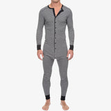 AIDASE  -  Striped One-Piece Sleepsuit Men's Slim-Fit Long-Sleeve Autumn-Winter New Homewear aidase-shop