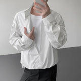 AIDASE  -  Fake Two-Piece Male Shirt Stand Collar Long Sleeve Sun Protection Pullover Men Shirt Summer Fashion Solid Color Top 21E6853 aidase-shop