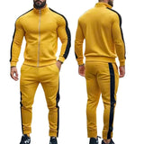 AIDASE  -  Spring Autumn Men's 2-Piece Set Color Blocking Zipper Stand Collar Casual Sports Jacket Sweatshirt Trousers Suit