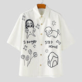 AIDASE  -  Men Shirt Printing Striped Lapel Short Sleeve Summer Male Tops Streetwear Loose 2025 Shirts Fashion Casual Men Clothing aidase-shop