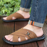 AIDASE  -  Men's Summer Fashion Sandals Soft Bottom Anti-Slip Comfortable Slip-On Beach Slippers Trendy One-Strap Slippers aidase-shop
