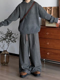AIDASE  -  Loose Casual Pants Men Women Straight Leg Wide Leg Pants Drapey Long Pants Vintage Plaid Belted Loose Fit Casual Trousers aidase-shop