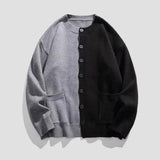 AIDASE  -  Color Block Knit Cardigan Men Loose Casual Asymmetric Button Sweater Daily Versatile Streetwear aidase-shop
