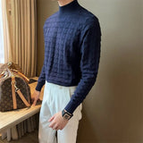 AIDASE  -  Mr. NR Briti Sle  Color f High Collar Knitted Long Sve Wave Pattern Elastic Base irt Sweater for Men Casual aidase-shop