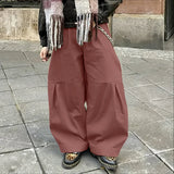 AIDASE  -  Men Pants Solid Color Button Loose Casual Wide Leg Trousers Men Streetwear Baggy Fashion Leisure Long Pants S-5XL aidase-shop