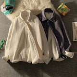 AIDASE  -  Waffle Shirt Women's New Fleece Jacket Thick Student Korean-Style Loose and Versatile Shirt Long Sleeves aidase-shop
