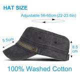 AIDASE  -  Washed Cotton Cap Men Casual Unique Design Military Caps Vintage Flat Top Hat Adjustable Four Seasons aidase-shop