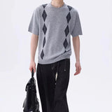 AIDASE  -  Men's Fashion Graphic Print Knit T Shirts Spring Summer Casual O Neck Short Sleeve T-shirt Vintage Mens Knitting Pullover aidase-shop