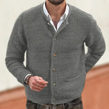 50.26Aidase Casual Long Sleeve Slim Knitting Sweater Mens Cardigans Fall Winter Fashion Button-up Knit Jacket Coat Men Vintage Sweatercoats aidase-shop
