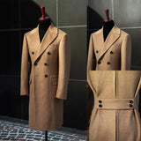 Aidase Fall Winter Men Wool Long Coat Double Breasted Peaked Lapel Overcoat For Male Business Office Leisure Blazer Jackets aidase-shop