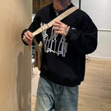 31.77Aidase Fashionable Korean Loose Retro Sweatshirt Autumn Winter Casual Plus Velvet Y2K Round Neck Printed Pullover Slimming Sweatshirt aidase-shop