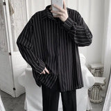 AIDASE  -  Fashion Lapel Button All-match Printed Striped Shirts Men's Clothing 2025 Autumn New Loose Casual Tops Long Sleeve Korean Shirt