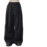 AIDASE  -  Japanese Style Men's Casual Pants Loose Fit Straight Leg Drapey Button Detailing Spring Autumn New Arrival aidase-shop