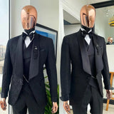 AIDASE  -  Winter Gentleman Mens Suits Three-Pieces Floral Grain  Authentic Tailored Fit Classic Vintage Wedding Tuxedos Formal Occasions