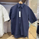 AIDASE  -  Japanese Men's Loose Solid Color Grid Texture Shirt Half Sleeves Ice Feeling Single Breasted Casual Shirt Daily Minimalist aidase-shop
