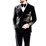 AIDASE  -  Black Handsome Business Men Suits With Beads Handmade 2-Pieces Jacket Pants Custom Made Designer Wedding Formal Occasion M-M2701 aidase-shop