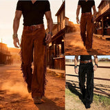 AIDASE  -  Men's Western Fringe Bell Bottom Pants Regular Fit High Waist Jeans Sweatpants Retro Cowboy Trousers Casual aidase-shop