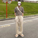 Aidase Mens Cotton Linen Casual Straight Leg Cinch Pants Genderless 2024 New Summer Fashion Simple Youth Thin Solid Color Pants Unisex aidase-shop