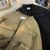 AIDASE  -  Japanese Baseball Collar Padded Jacket Men Winter Thick Padded Coat Warm Bread Clothes High-end Big Pocket Parka Puffer Jacket aidase-shop
