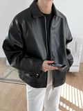 AIDASE  -  Leather Jacket Men's Spring New Trend Korean Autumn PU Leather Casual Baseball Uniform aidase-shop