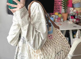 AIDASE  -  DIY Bags Cute Summer Hand-woven Wool Handbag Woven Bag Portable Shoulder Bag Large Capacity Bag Female Bags aidase-shop