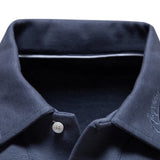 AIDASE  -  Spring Autumn New Men's Washed Long Sleeve Collared Casual Solid Color Top Trendy Polo Collar Versatile Fashionable Shirt aidase-shop